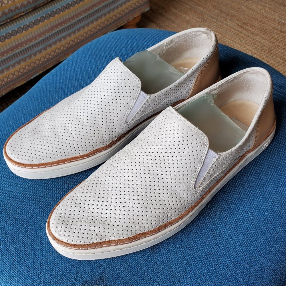 UGG White Leather Adley Perf Slip On Sneaker 9